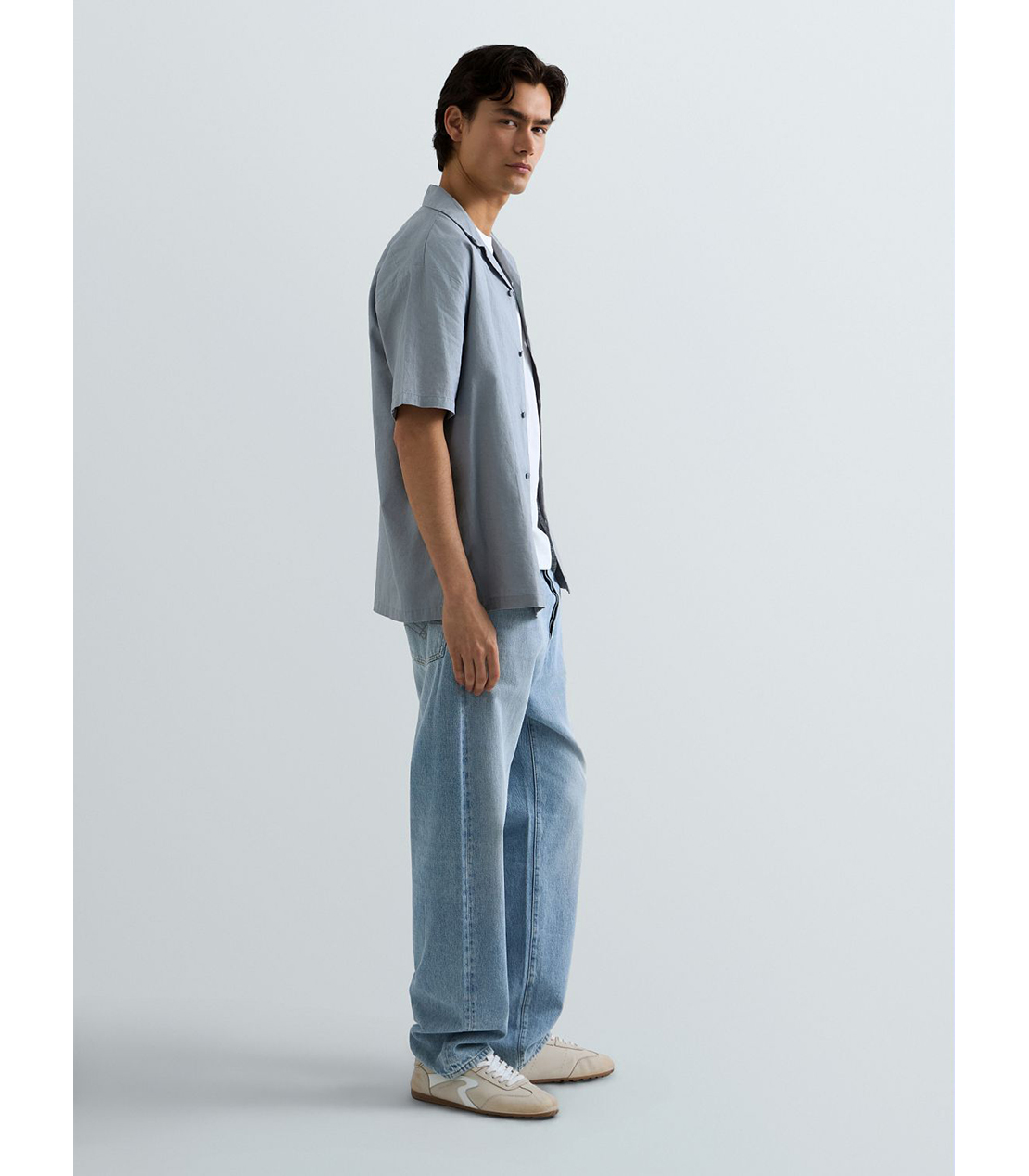 リネンコットンリラックスフィットシャツ 詳細画像 グレイッシュブルー 4